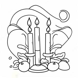 Colorful Shabbat Candles At Sunset Coloring Page 60574-48589