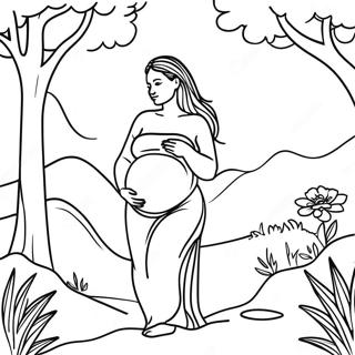 Realistic Pregnant Woman In Nature Coloring Page 60633-48629