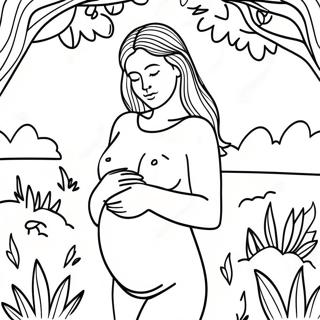 Realistic Pregnant Woman In Nature Coloring Page 60633-48630