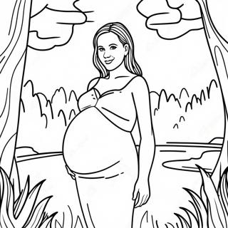 Realistic Pregnant Woman In Nature Coloring Page 60633-48631