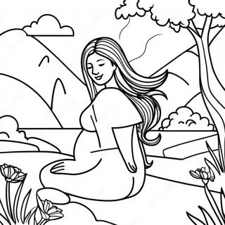 Realistic Pregnant Woman In Nature Coloring Page 60633-48632