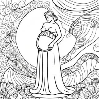 Elegant Pregnant Woman In Dress Coloring Page 60634-48633