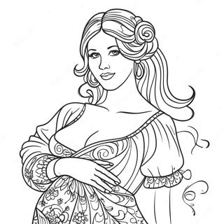 Elegant Pregnant Woman In Dress Coloring Page 60634-48634