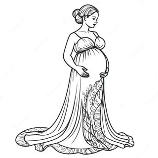 Elegant Pregnant Woman In Dress Coloring Page 60634-48635