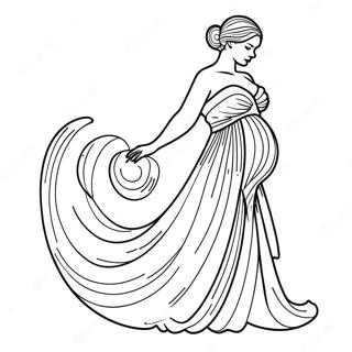 Elegant Pregnant Woman In Dress Coloring Page 60634-48636