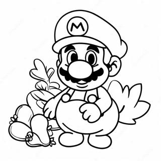 Mario With A Festive Turkey Coloring Page 60654-48653