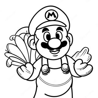 Mario With A Festive Turkey Coloring Page 60654-48655