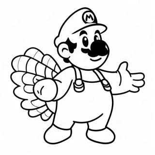 Mario With A Festive Turkey Coloring Page 60654-48656