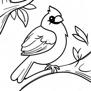 Majestic Cardinal Perched On A Branch Coloring Page 60764-48737