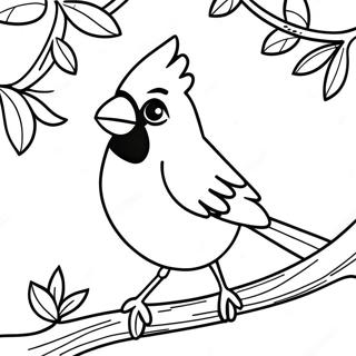 Majestic Cardinal Perched On A Branch Coloring Page 60764-48739