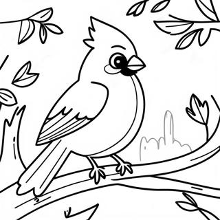 Majestic Cardinal Perched On A Branch Coloring Page 60764-48740