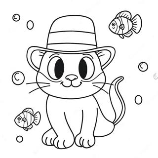 Colorful Cat In The Hat Fish Coloring Page 60784-48757