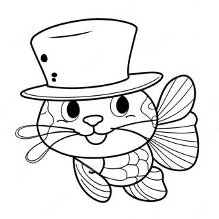 Colorful Cat In The Hat Fish Coloring Page 60784-48758