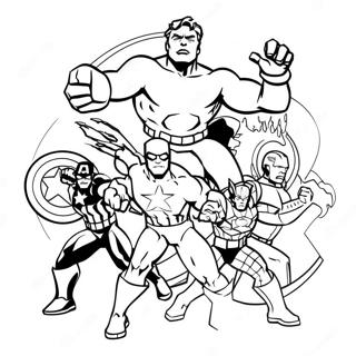 Avengers Team Action Coloring Page 60824-48792