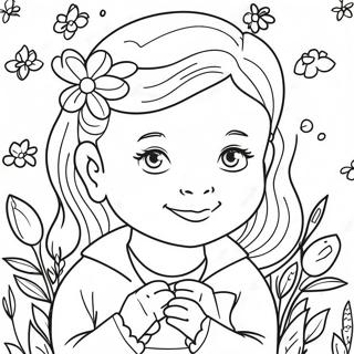 Sweet Nana With Flowers Coloring Page 60834-48797