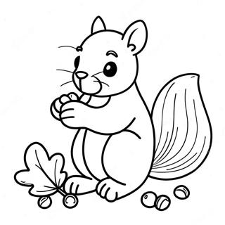 Charming Squirrel With Acorns Coloring Page 60854-48814