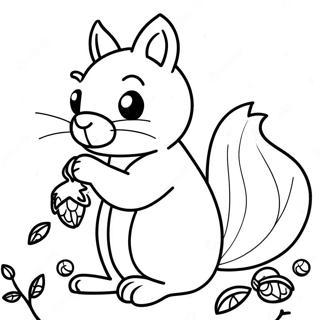 Charming Squirrel With Acorns Coloring Page 60854-48815