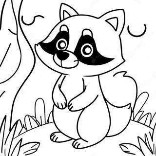 Cute Raccoon In The Moonlight Coloring Page 60924-48866