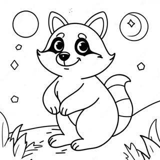 Cute Raccoon In The Moonlight Coloring Page 60924-48867