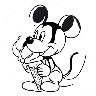 Mickey Mouse Enjoying Ice Cream Coloring Page 60944-48881