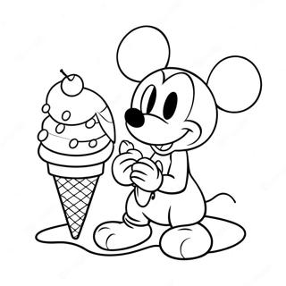 Mickey Mouse Enjoying Ice Cream Coloring Page 60944-48882