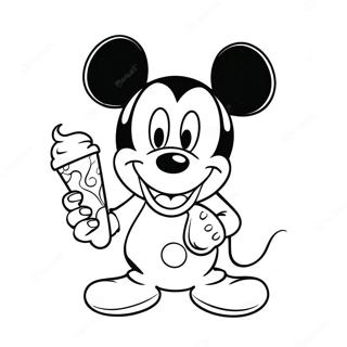 Mickey Mouse Enjoying Ice Cream Coloring Page 60944-48883