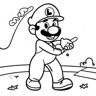 Luigi Swinging Golf Club Coloring Page 60964-48896