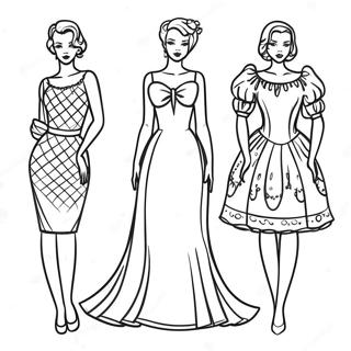 Elegant Paper Dolls Coloring Page 6097-4981