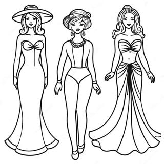 Elegant Paper Dolls Coloring Page 6097-4982