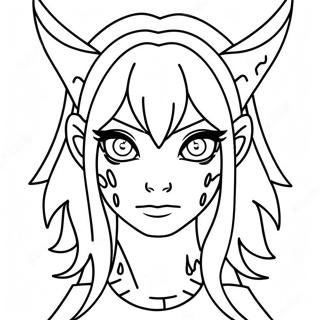 Anime Demon Girl With Fiery Eyes Coloring Page 61063-48973