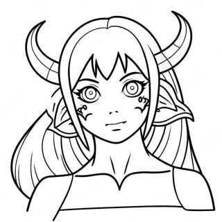 Anime Demon Girl With Fiery Eyes Coloring Page 61063-48974