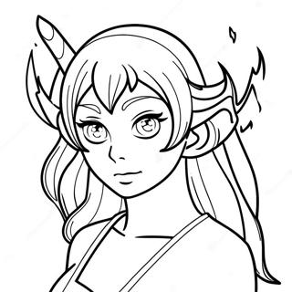 Anime Demon Girl With Fiery Eyes Coloring Page 61063-48976