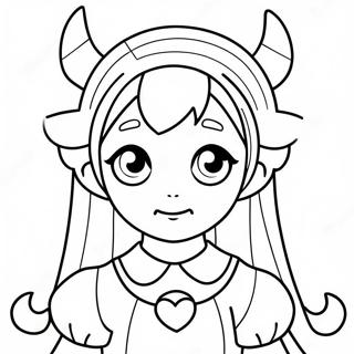 Cute Anime Demon Girl With Horns Coloring Page 61064-48979