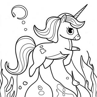 Sparkling Mermaid Unicorn Underwater Coloring Page 6107-4985