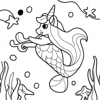 Sparkling Mermaid Unicorn Underwater Coloring Page 6107-4986