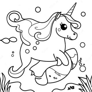 Sparkling Mermaid Unicorn Underwater Coloring Page 6107-4987