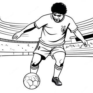 Maradona Dribbling A Ball Coloring Page 61094-49008