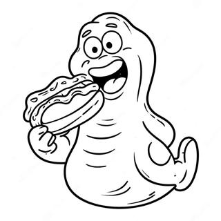 Slimer Eating A Hot Dog Coloring Page 61114-49036