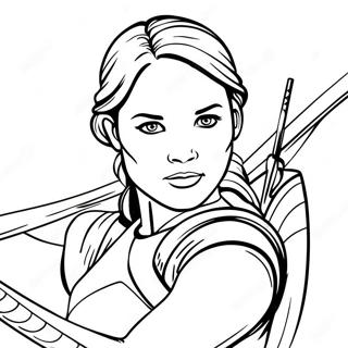 Brave Katniss Everdeen In Action Coloring Page 61164-49055