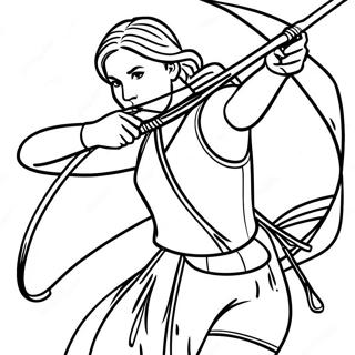 Brave Katniss Everdeen In Action Coloring Page 61164-49056