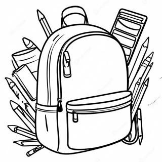 Colorful Backpack With School Supplies Coloring Page 6117-4989