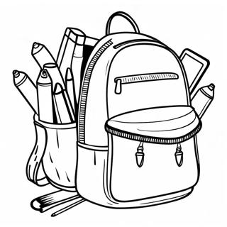 Colorful Backpack With School Supplies Coloring Page 6117-4990