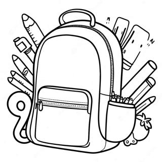 Colorful Backpack With School Supplies Coloring Page 6117-4991