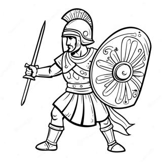 Roman Soldier With Shield And Sword Coloring Page 61204-49089