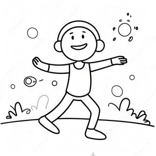 Happy Stick Figure Dancing Coloring Page 61214-49097