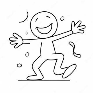 Happy Stick Figure Dancing Coloring Page 61214-49098