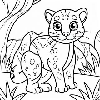 Playful Ocelot In The Jungle Coloring Page 61304-49169