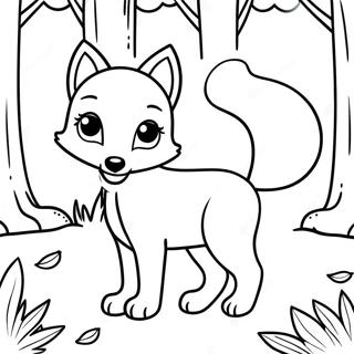 Playful Fox In A Forest Coloring Page 61314-49177