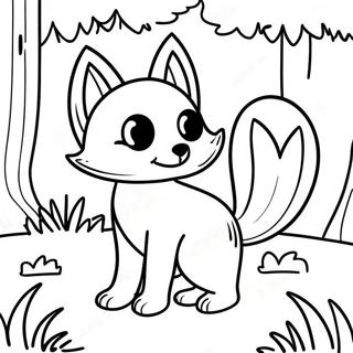 Playful Fox In A Forest Coloring Page 61314-49178