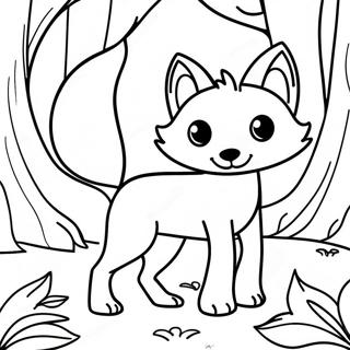 Playful Fox In A Forest Coloring Page 61314-49179